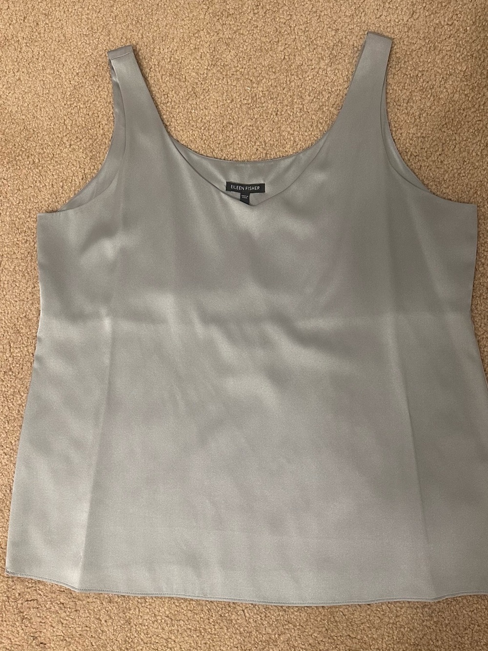 Eileen Fisher Light Gray/Silver Silk Tank Top